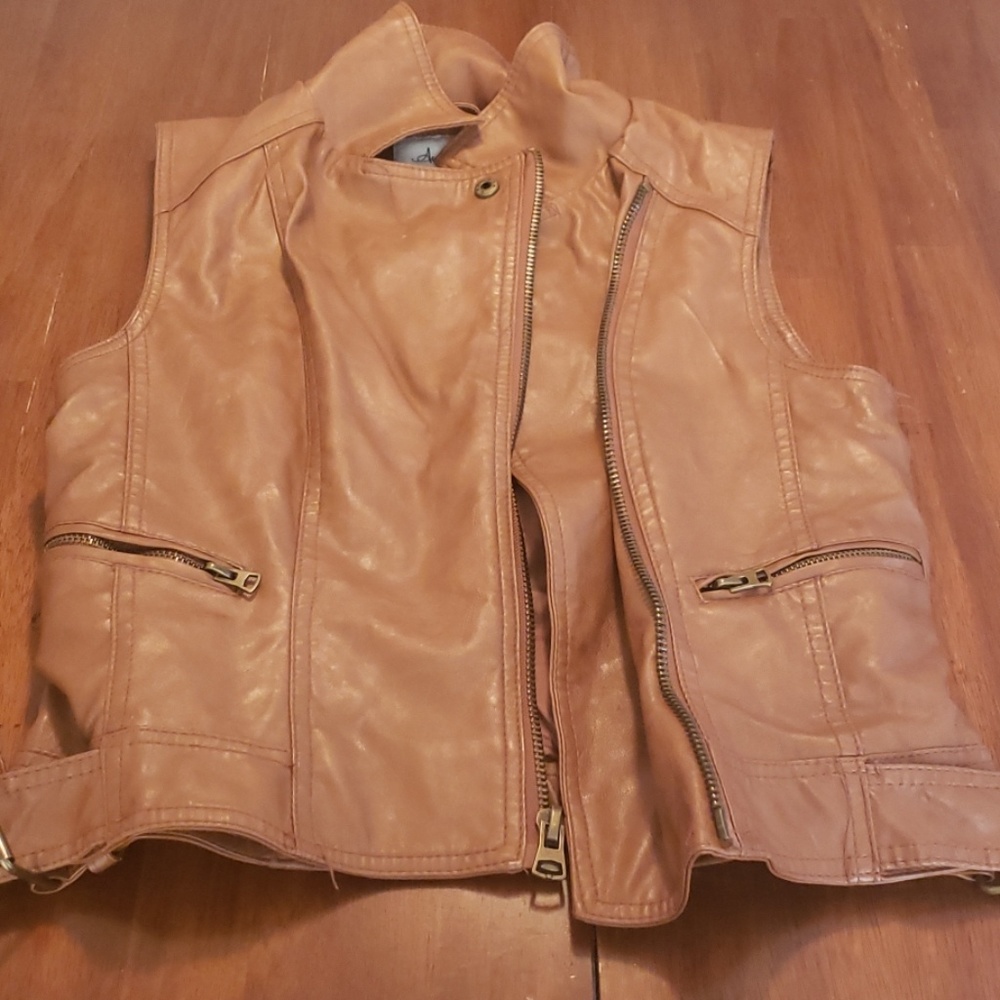 Brown faux leather vest